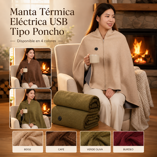 Manta Térmica Eléctrica USB Tipo Poncho