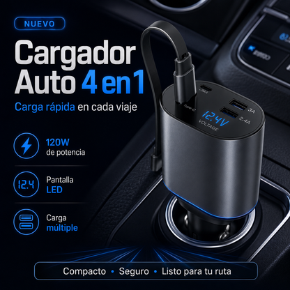 Cargador de Auto 4 en 1 de 120W