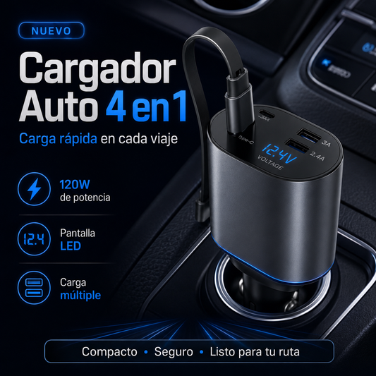 Cargador de Auto 4 en 1 de 120W