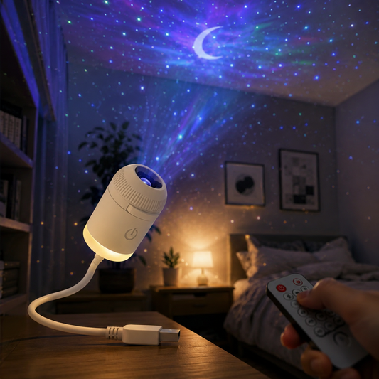 Mini Proyector de Estrellas USB 2 en 1