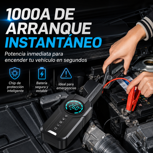 Iniciador de Batería y Compresor de Aire Portátil 4 en 1